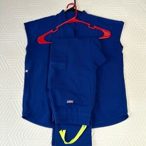 FIGS XXS Rafaela top with S Yola high waisted pants. Electric Blue.